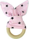 Organic Wooden Baby  Bunny Ears Teether