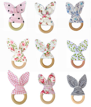 Organic Wooden Baby  Bunny Ears Teether