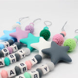 Baby Silicone Pacifier Clips/ Letter Shape Colorful Pacifier Chain for Baby Teething Soother Chew Toys Dummy Clip Holder
