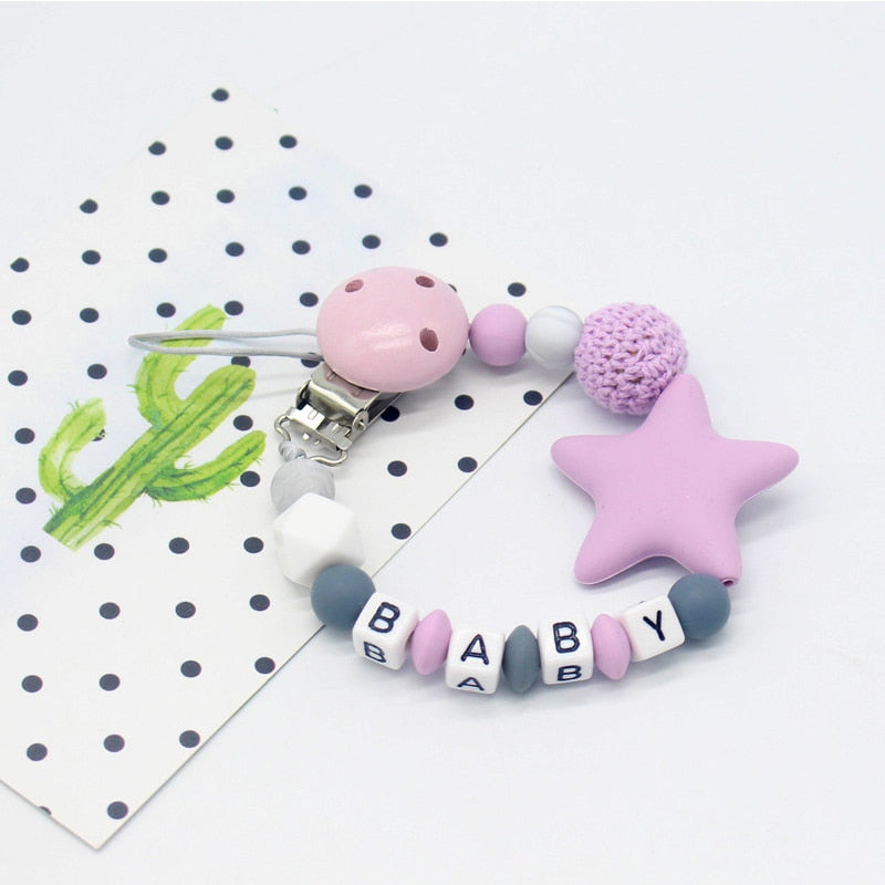 Baby Silicone Pacifier Clips/ Letter Shape Colorful Pacifier Chain for Baby Teething Soother Chew Toys Dummy Clip Holder