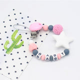 Baby Silicone Pacifier Clips/ Letter Shape Colorful Pacifier Chain for Baby Teething Soother Chew Toys Dummy Clip Holder