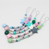 Baby Silicone Pacifier Clips/ Letter Shape Colorful Pacifier Chain for Baby Teething Soother Chew Toys Dummy Clip Holder