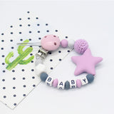 Baby Silicone Pacifier Clips/ Letter Shape Colorful Pacifier Chain for Baby Teething Soother Chew Toys Dummy Clip Holder
