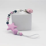 Baby Silicone Pacifier Clips/ Letter Shape Colorful Pacifier Chain for Baby Teething Soother Chew Toys Dummy Clip Holder